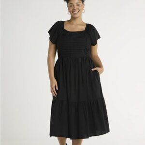 Terra & Sky Women's Plus Size Flutter Sleeve Midi Dress, Size 3x NWT